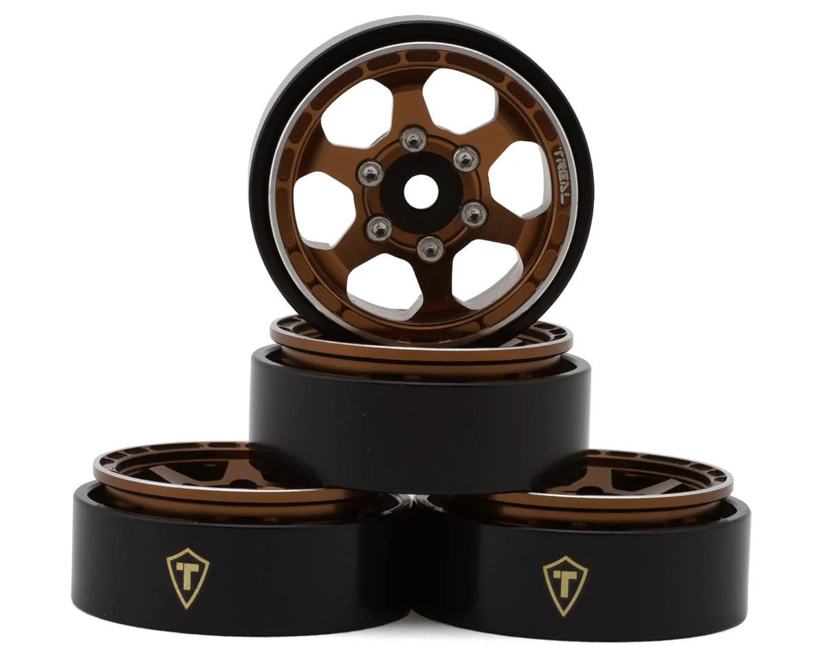Treal Hobby Type D 1.0&quot; Concave 6-Spok Beadlock Wheels (Bronze) (4) (21.2g)