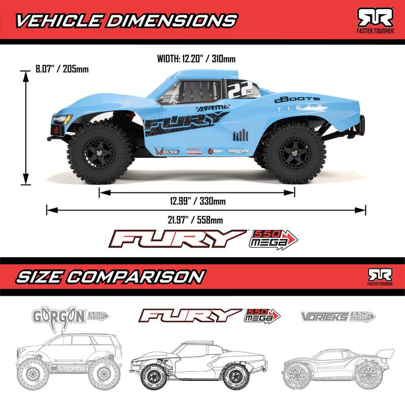 1/10 FURY 2WD RTR Brushed Short Course Truck (Battery &amp; Charger Included), Red