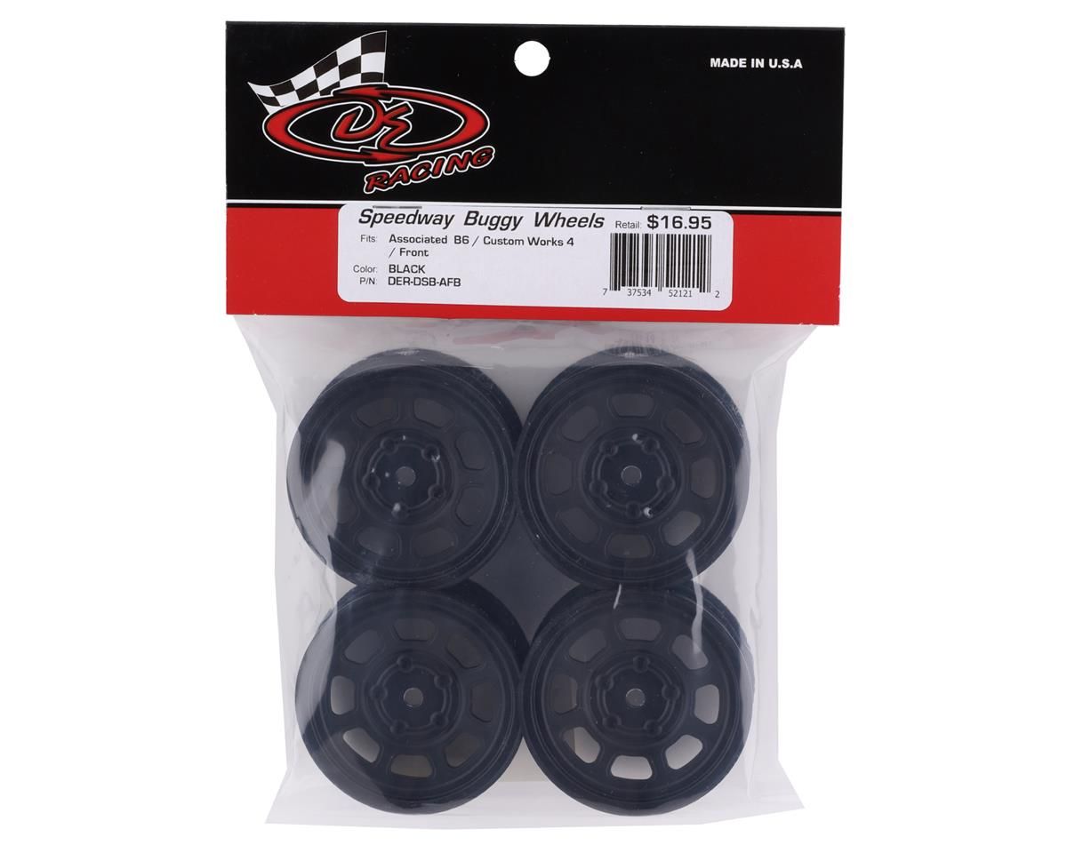 DE Racing Speedway Buggy Wheels for Associated B6 / Customworks 4 / Front / BLACK