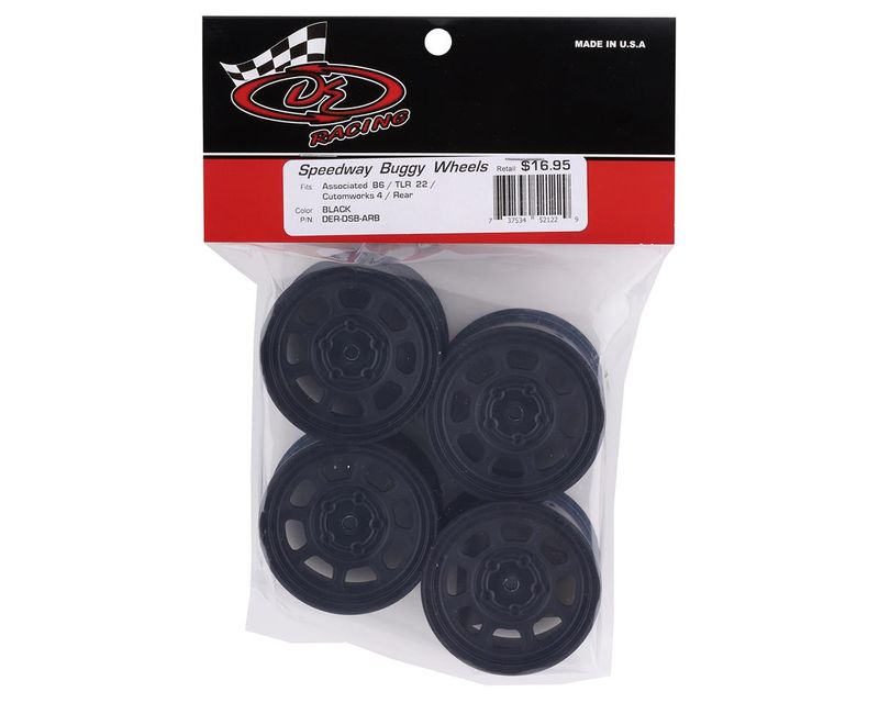 DE Racing Speedway Buggy Wheels for Associated B6 / TLR 22 / Customworks 4 / Rear / BLACK