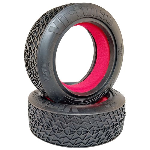 DE Racing Virtuoso 2.2 Buggy Front Tires / D40 Compound / With Inserts