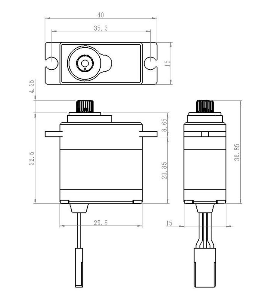 Waterproof Premium Mini Digital Servo with Soft Start 0.10sec / 111.1oz @ 7.4V