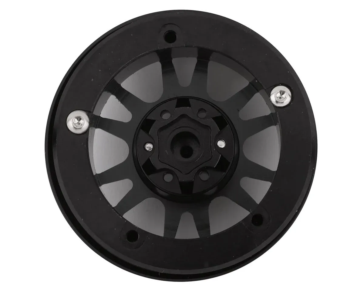 YEA-WL-0119BK  Yeah Racing 2.2&quot; Aluminum 12-Spoke Beadlock Wheels w/12mm Hex (Black) (2)