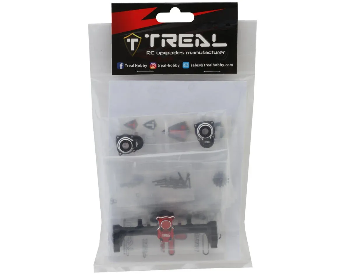 Treal Hobby Axial SCX24 Aluminum Rear Portal Axle Upgrade Kit (Black)