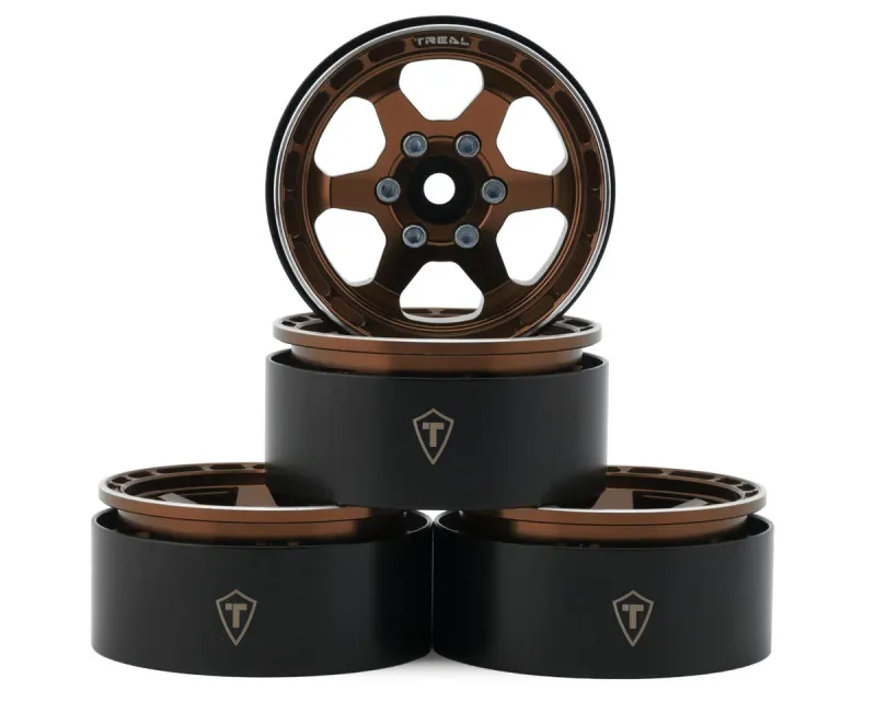 Treal Hobby Type H 1.9&quot; 6-Spoke Beadlock Wheels (Copper) (4)