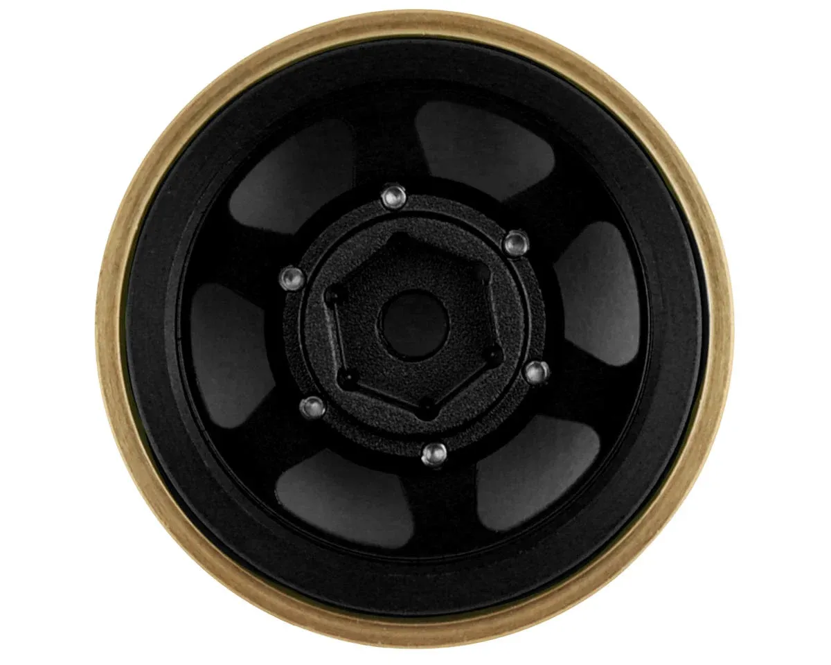 Samix SCX24 Aluminum &amp; Brass Adjustable Offset 1.0&quot; Beadlock Wheels (Black) (4) (23.75g)