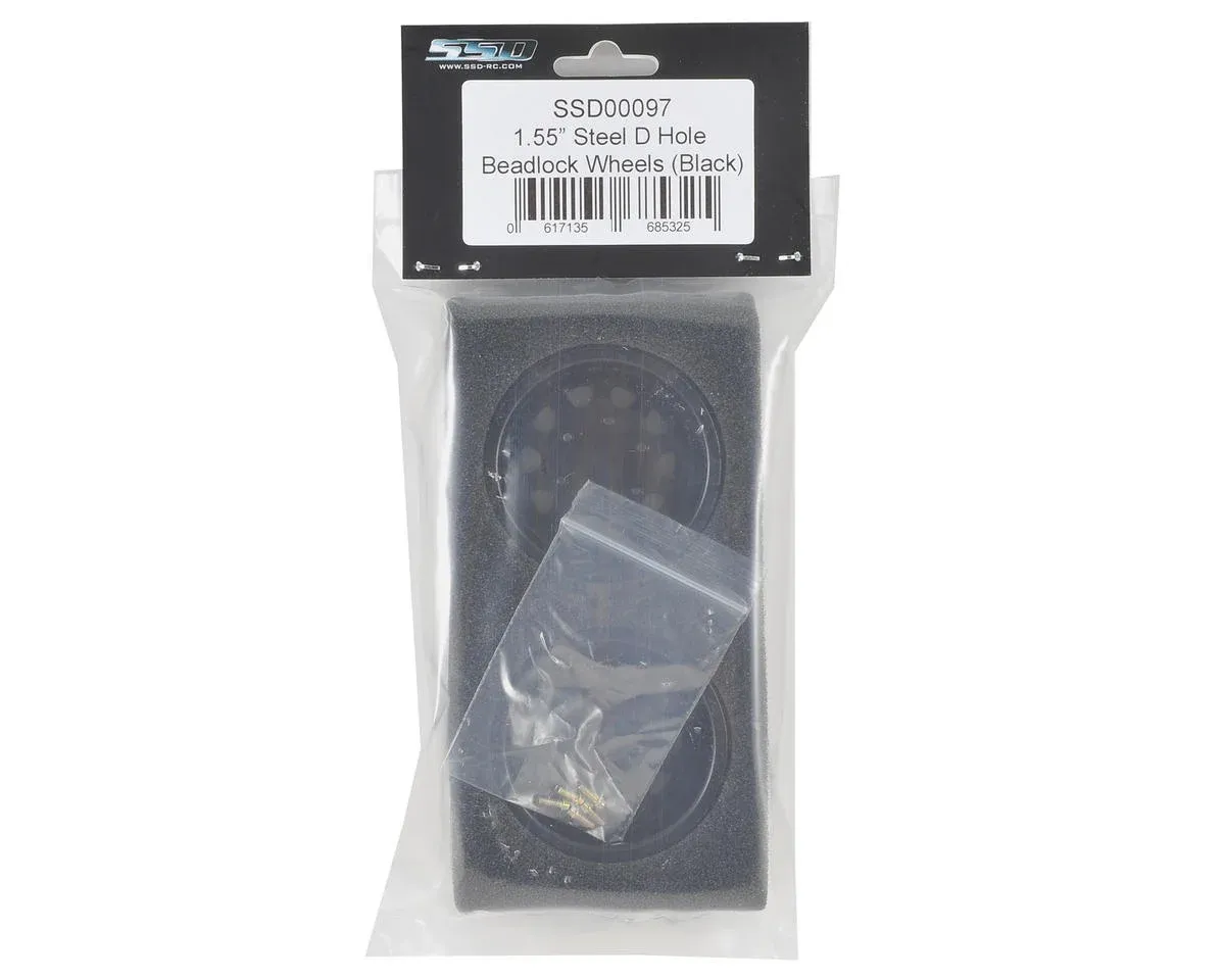 SSD RC D Hole 1.55&quot; Steel Beadlock Crawler Wheels (Black) (2)