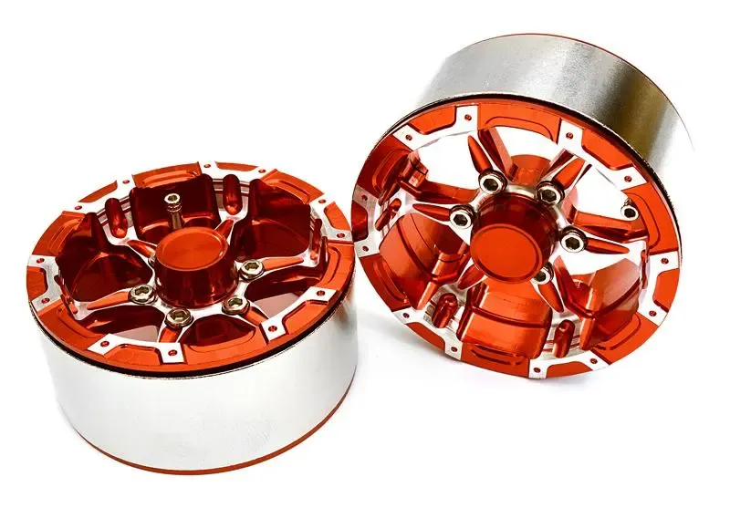 High Mass Beadlock Aluminum 1.9 Wheels Spoke-6 for 1/10 Scale Crawler RED