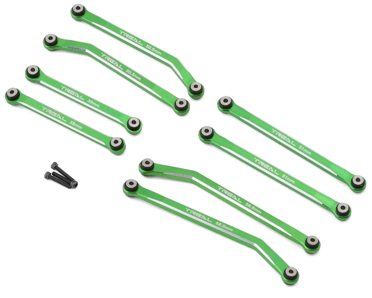 Treal Hobby Axial SCX24 Aluminum High Clearance 4-Link Set (133.7mm) (Green) (C10/Bronco/Wrangler)