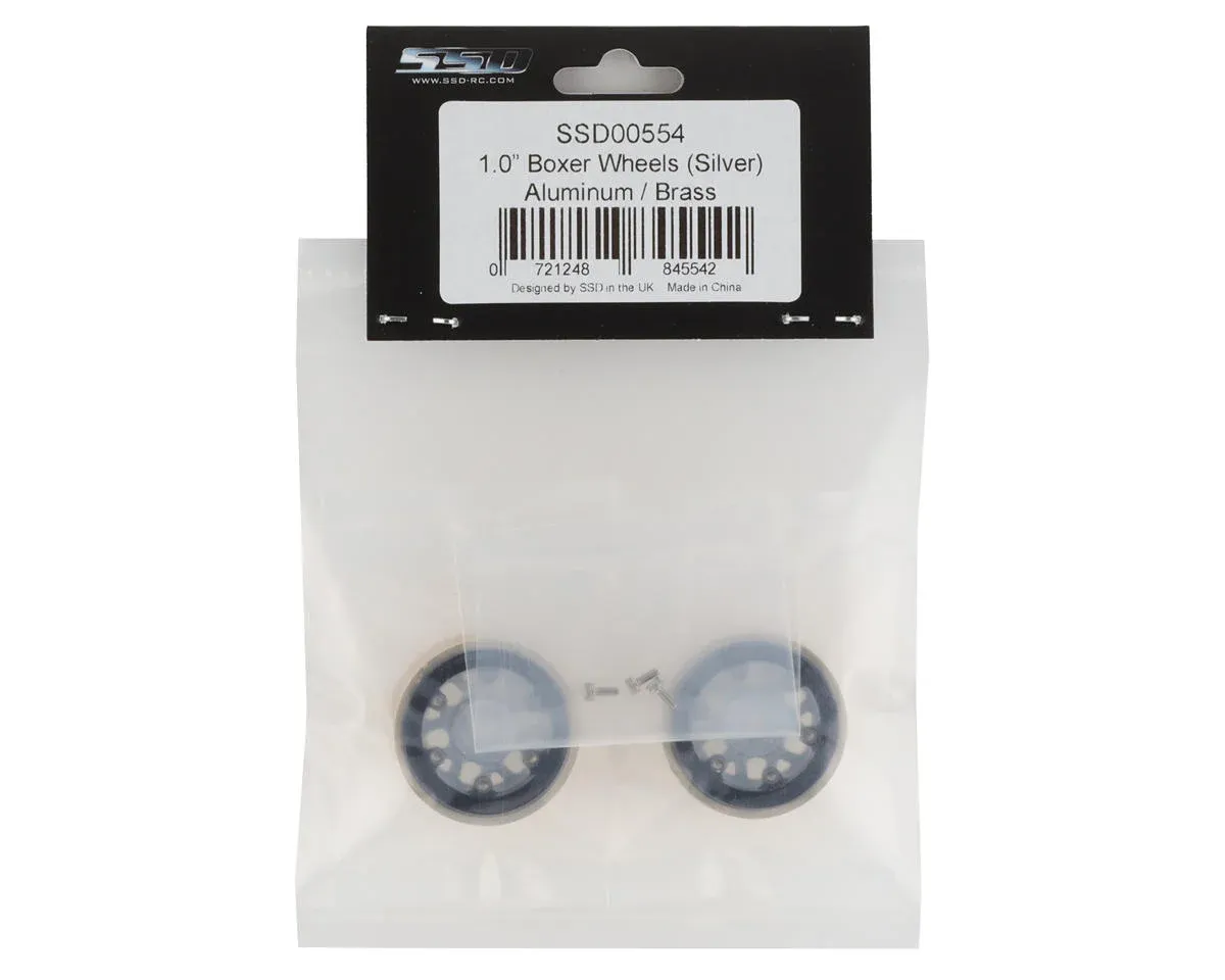 SSD RC 1.0” Boxer Aluminum/Brass Beadlock Wheels (Silver) (2) (25g)