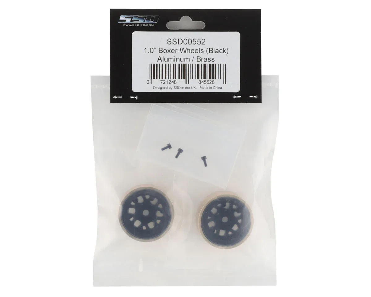SSD RC 1.0” Boxer Aluminum/Brass Beadlock Wheels (Black) (2) (25g)