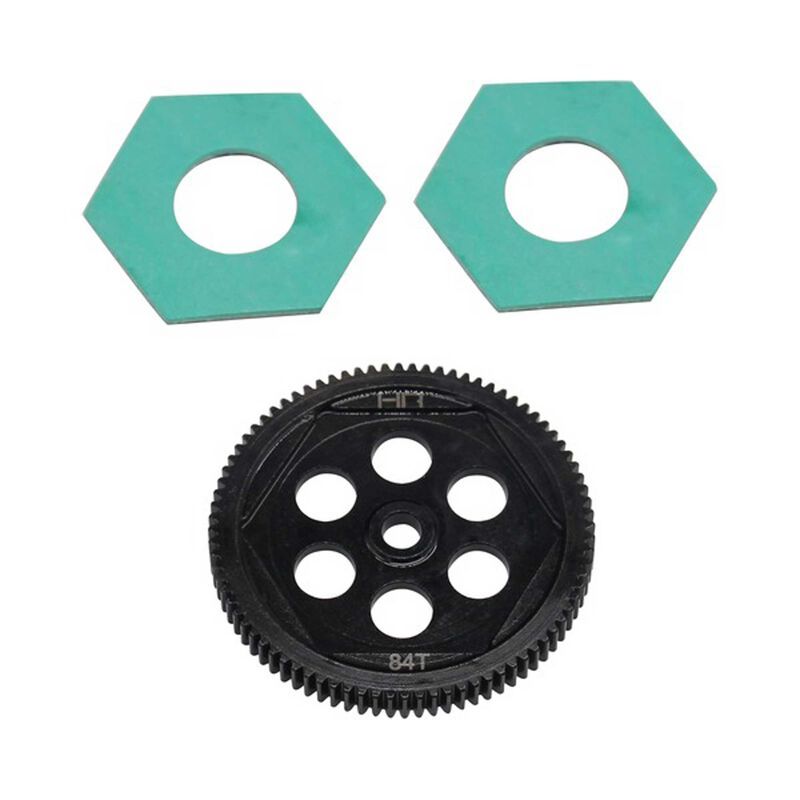 Steel Spur Gear &amp; Slipper Pads 48p 84t: 22S