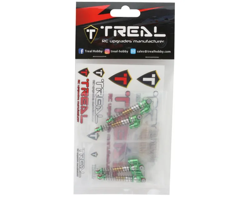 Treal Hobby Axial SCX24 Aluminum Long Travel Threaded Shocks (Green) (4) (43mm)