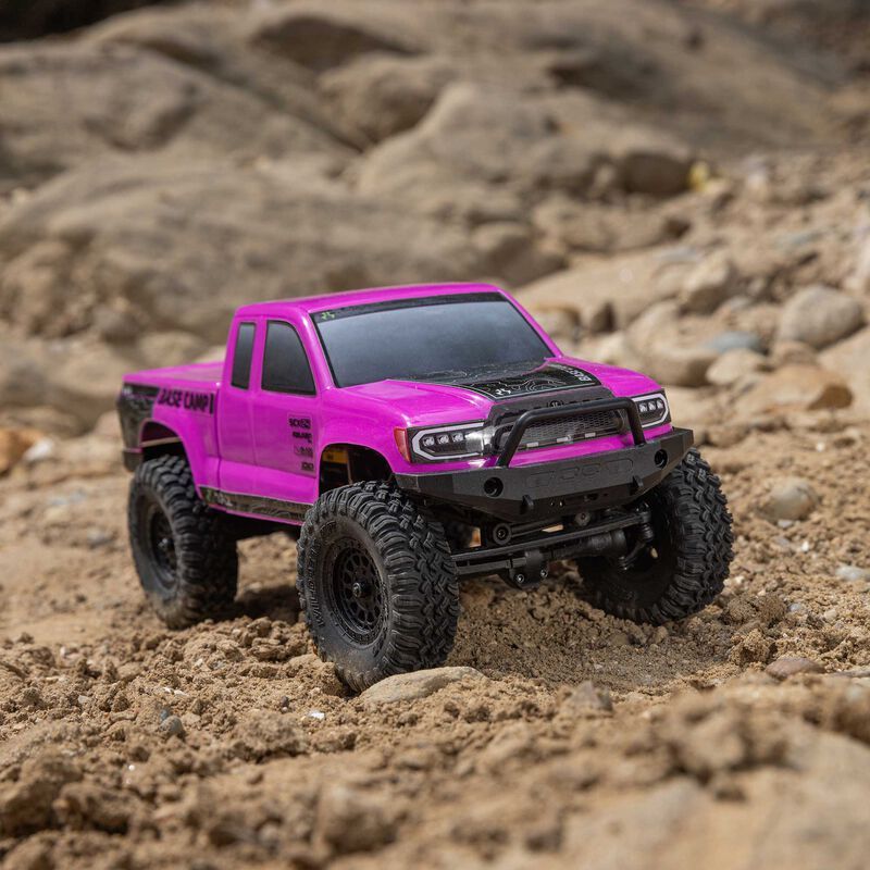 1/24 SCX24 Base Camp 4X4 RTR Brushed Rock Crawler (Battery &amp; Charger Included), Pink