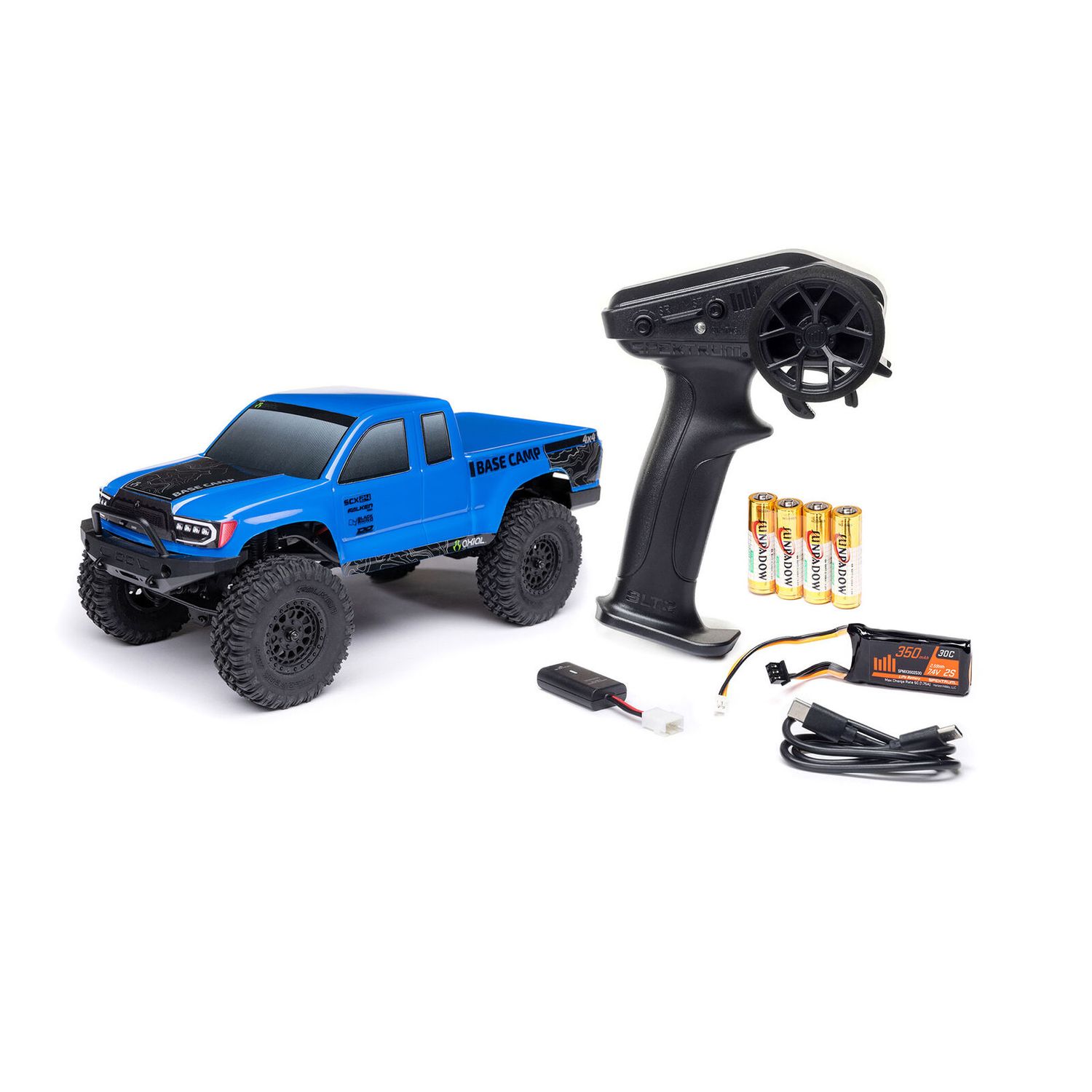 1/24 SCX24 Base Camp 4X4 RTR Brushed Rock Crawler (Battery &amp; Charger Included), Blue