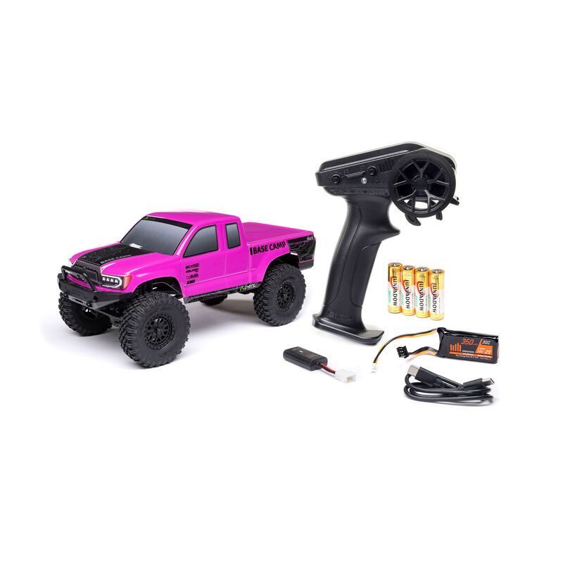 1/24 SCX24 Base Camp 4X4 RTR Brushed Rock Crawler (Battery &amp; Charger Included), Pink