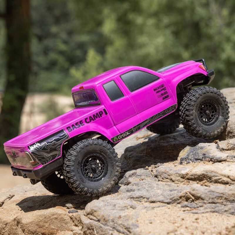 1/24 SCX24 Base Camp 4X4 RTR Brushed Rock Crawler (Battery &amp; Charger Included), Pink