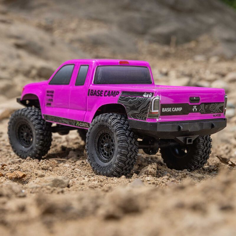 1/24 SCX24 Base Camp 4X4 RTR Brushed Rock Crawler (Battery &amp; Charger Included), Pink