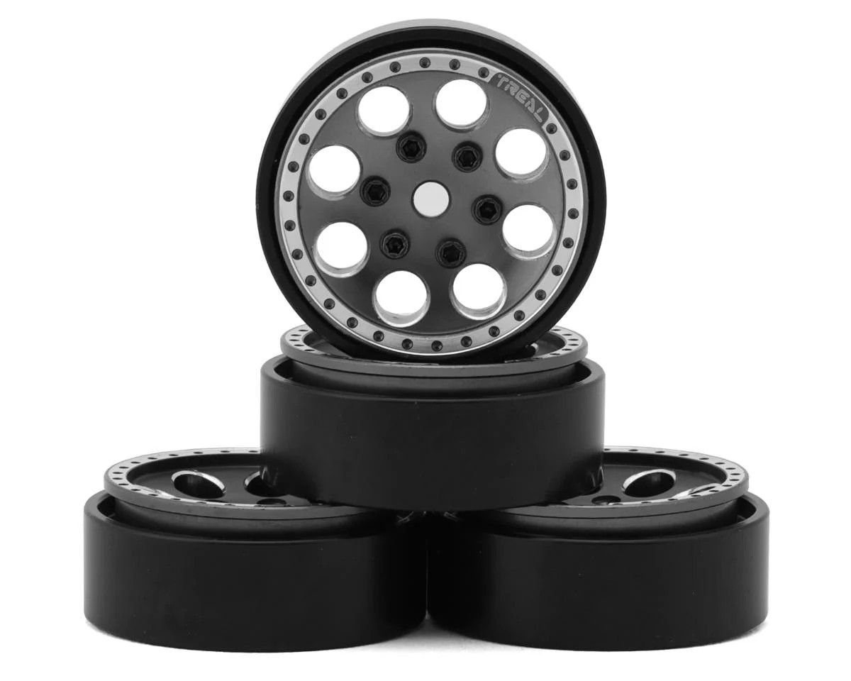 Treal Hobby 1.0&quot; 8-Hole Beadlock Wheels (Grey) (4) (22g)