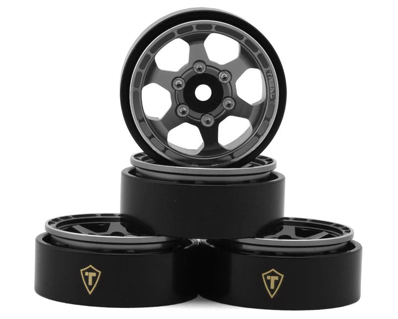 Treal Hobby Type D 1.0&quot; Concave 6-Spoke Beadlock Wheels (Grey) (4) (21.2g)