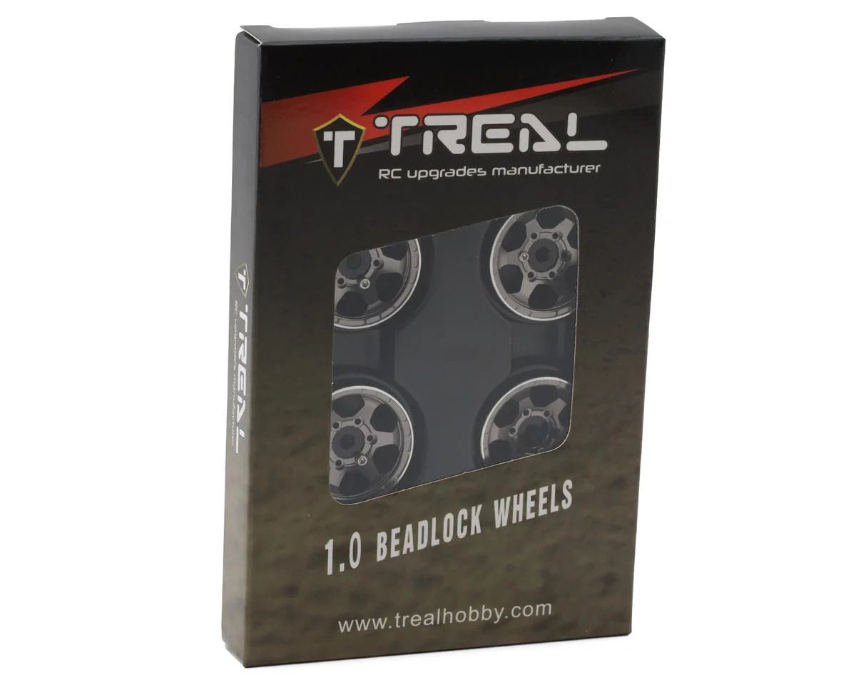 Treal Hobby Type D 1.0&quot; Concave 6-Spoke Beadlock Wheels (Grey) (4) (21.2g)