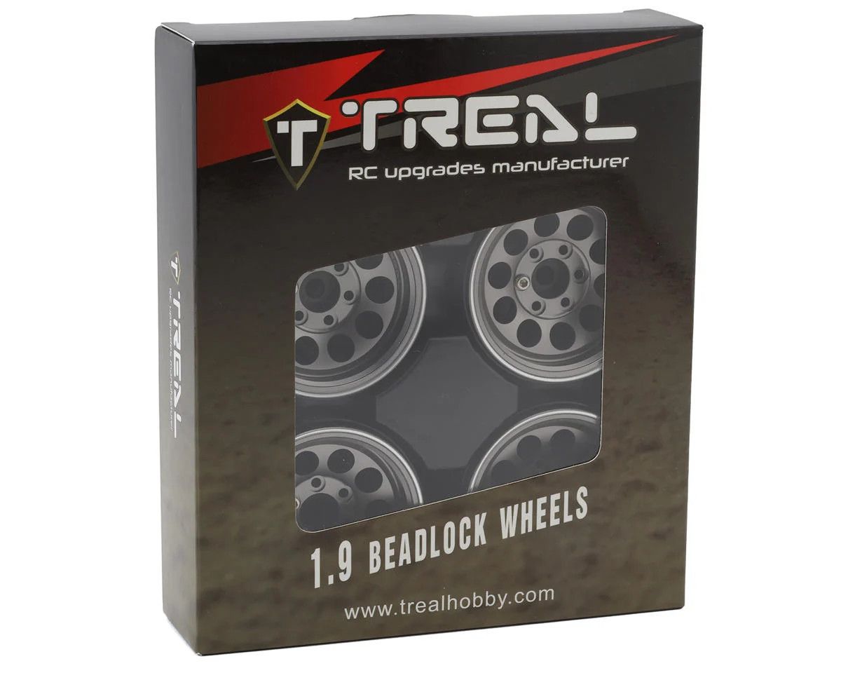 Treal Hobby Type F 1.9&quot; 10-Hole Beadlock Wheels (Grey) (4)