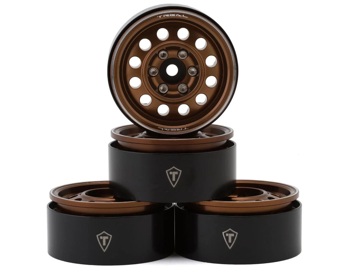 Treal Hobby Type I 1.9&quot; Vintage 12-Hole Beadlock Wheels (Bronze) (4)