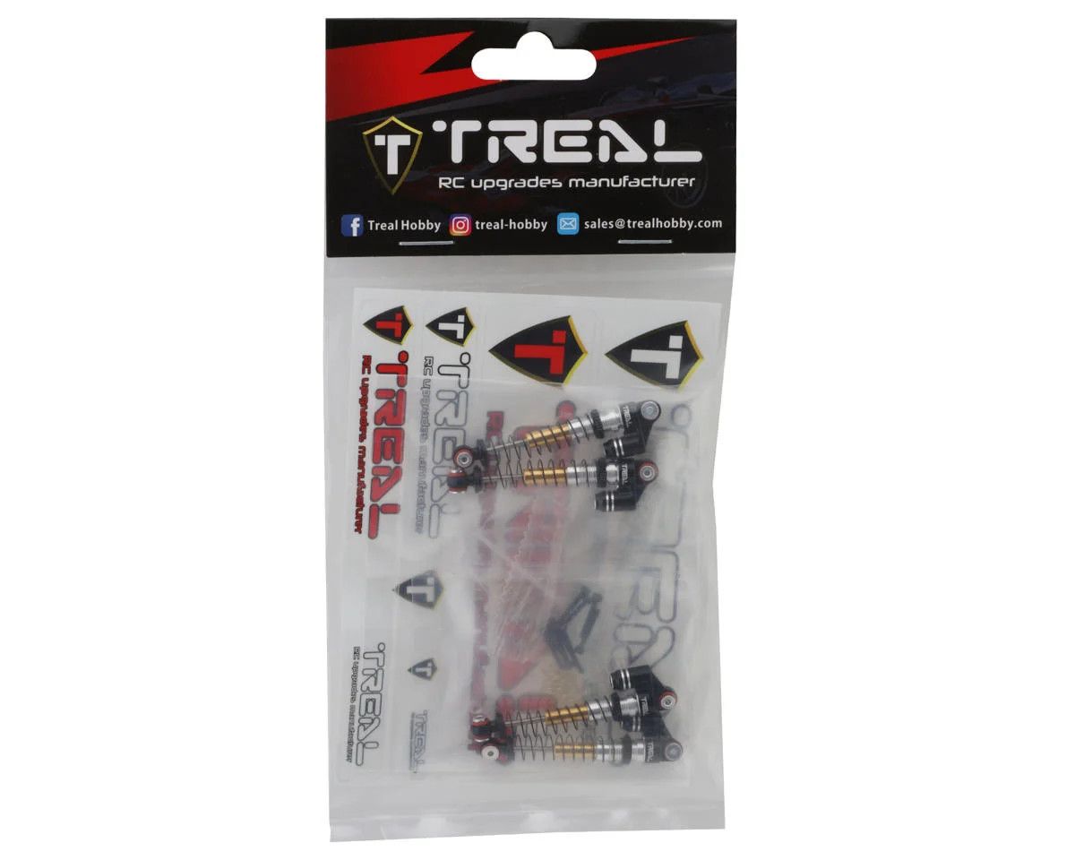 Treal Hobby Axial SCX24 Aluminum Long Travel Threaded Shocks (Black) (4) (43mm)