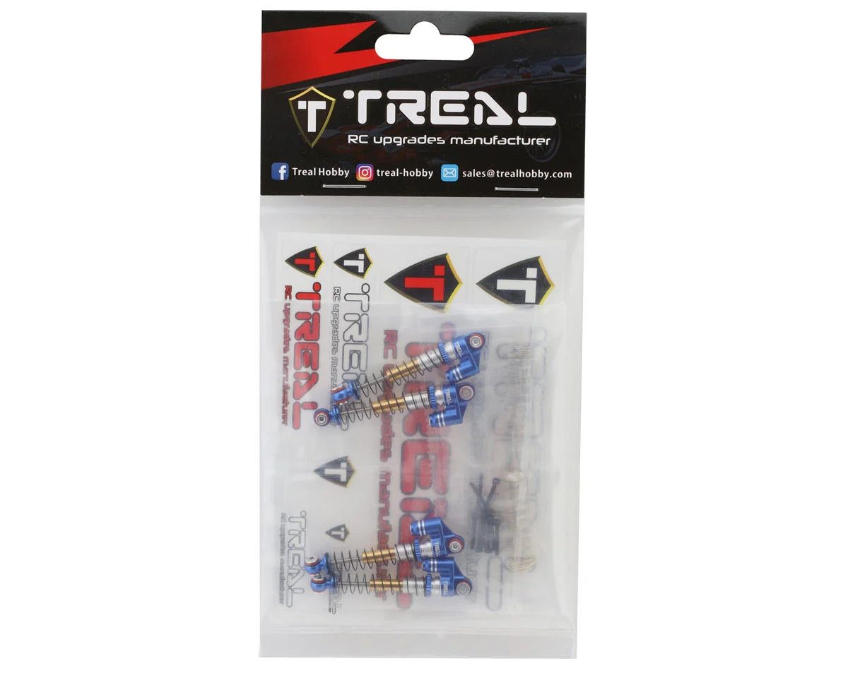 Treal Hobby Axial SCX24 Aluminum Long Travel Threaded Shocks (Blue) (4) (43mm)