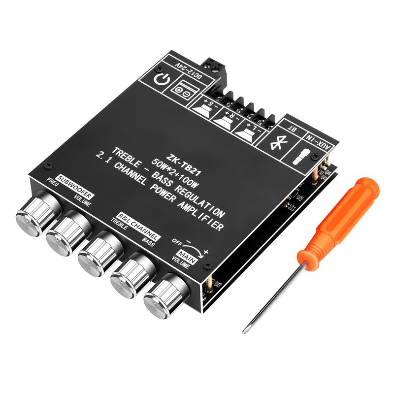 Bluetooth Amplifier Board 50W+50W+100W 2.1 Channel Subwoofer Amp Board with Treble and Bass Control
