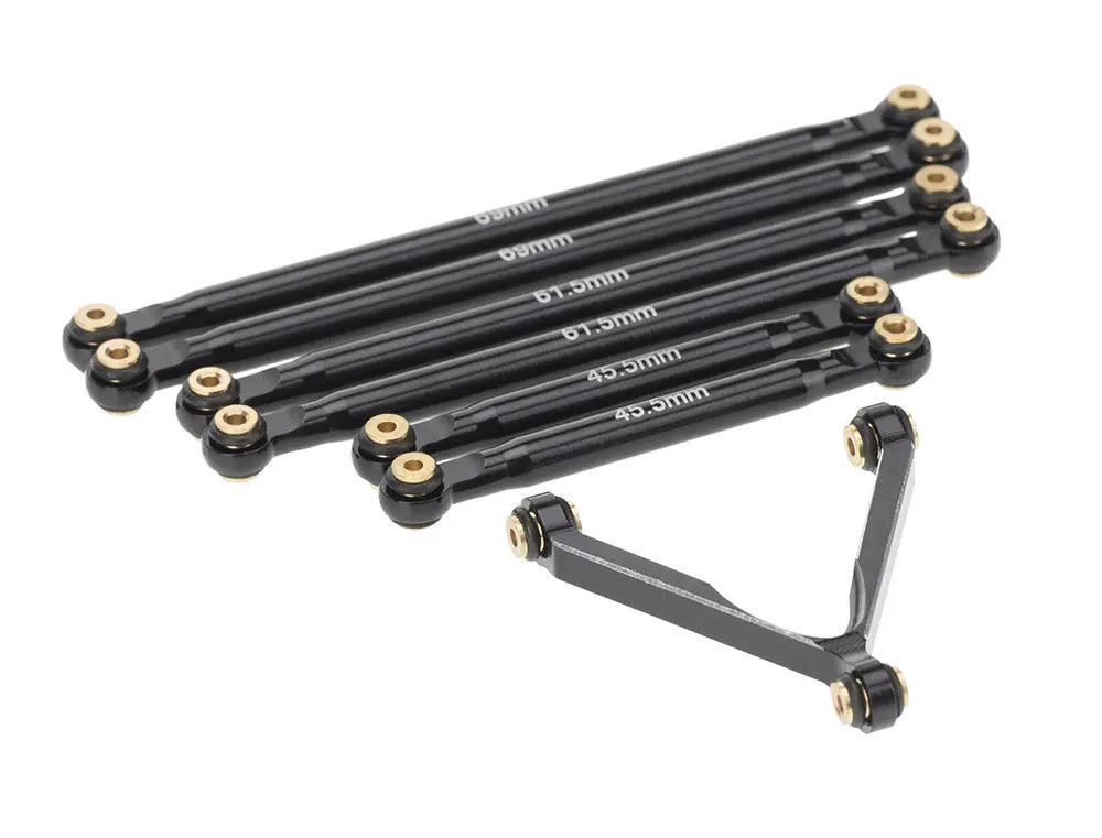 Alloy Machined Suspension Linkage Set for Axial 1/24 SCX24 90081 Rock Crawler(black)