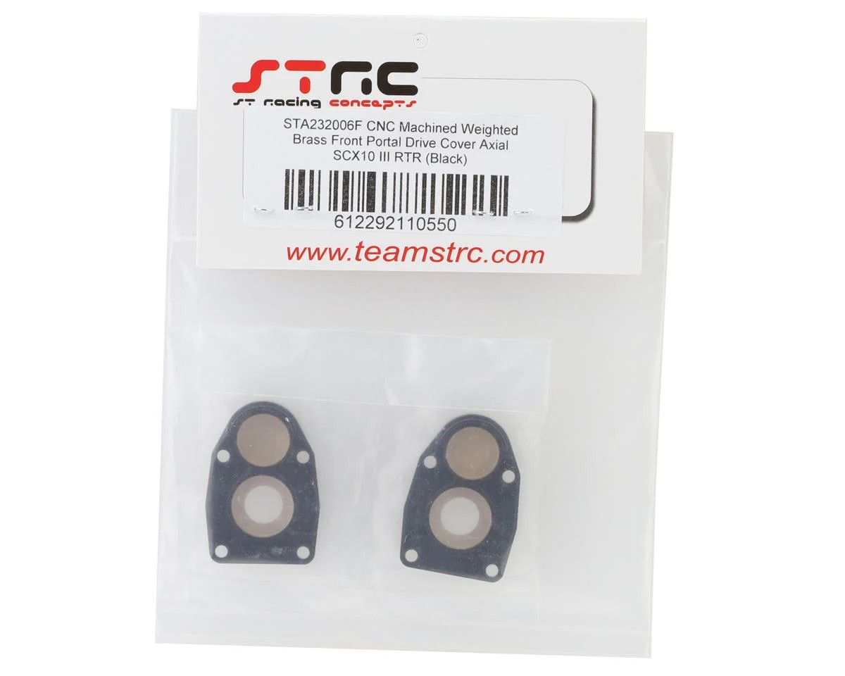ST Racing Concepts Axial SCX10 III Brass Front Portal Drive Covers (Black) (2) (16.5g)