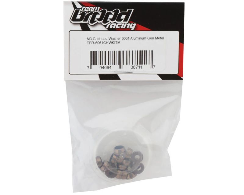Team Brood 3mm 6061 Aluminum Cap Head Washer (Gun Metal) (16)