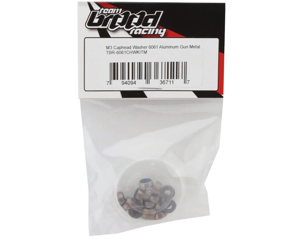 Team Brood 3mm 6061 Aluminum Cap Head Washer (Gun Metal) (16)