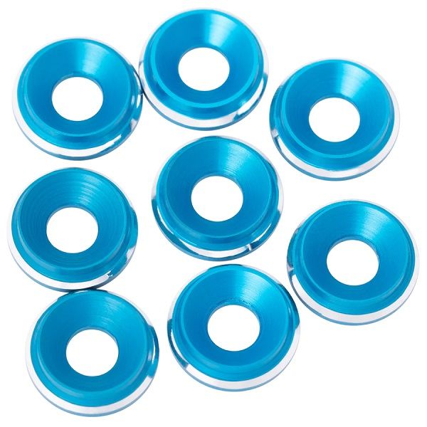 7075 LowPro Countersunk Washers, M3, Bright BLue Shine, 8pcs