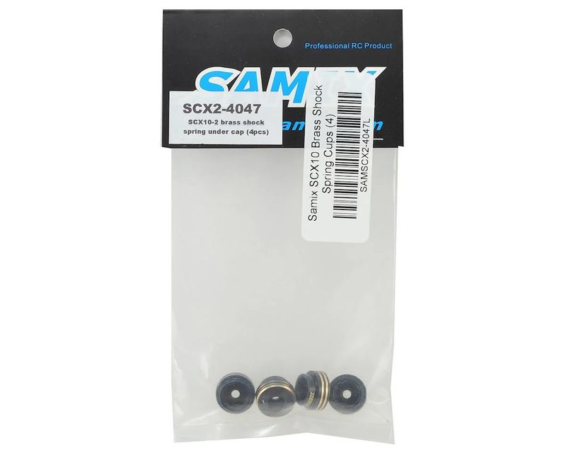 Samix SCX10 Brass Shock Spring Cups (Black) (4)