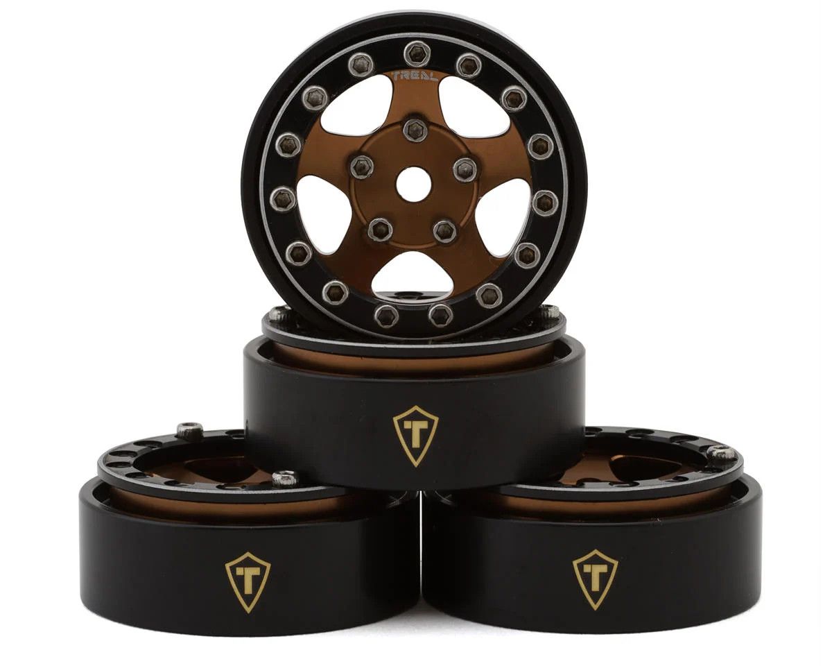 Treal Hobby Classic 5-Star 1.0&quot; Beadlock Wheels (Black/Bronze) (4) (22.4g)