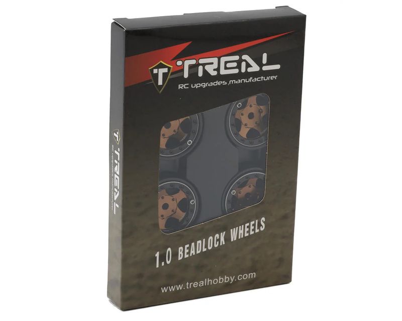 Treal Hobby Classic 5-Star 1.0" Beadlock Wheels (Black/Bronze) (4) (22.4g)