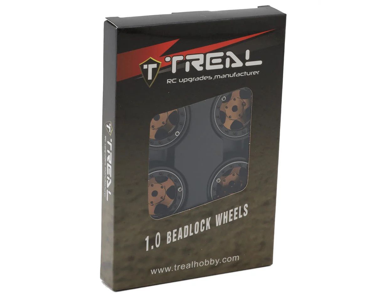 Treal Hobby Classic 5-Star 1.0&quot; Beadlock Wheels (Black/Bronze) (4) (22.4g)