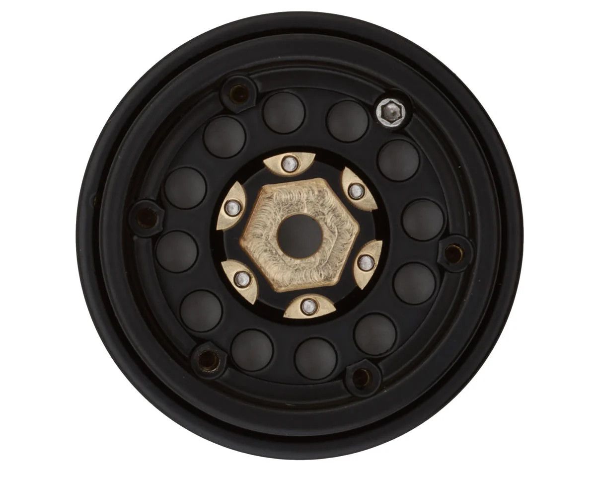 Treal Hobby Type A 1.0&quot; 12-Hole Brass Beadlock Wheels (Black) (4) (40g)