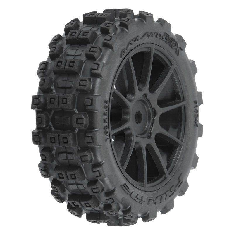 Badlands MX 1.9&quot; All-Terrain Buggy Tires (4) Mounted on Mach-10 Black 1.9&quot; 12mm Hex Wheels for Typhon GROM 4x4 Front or Rear