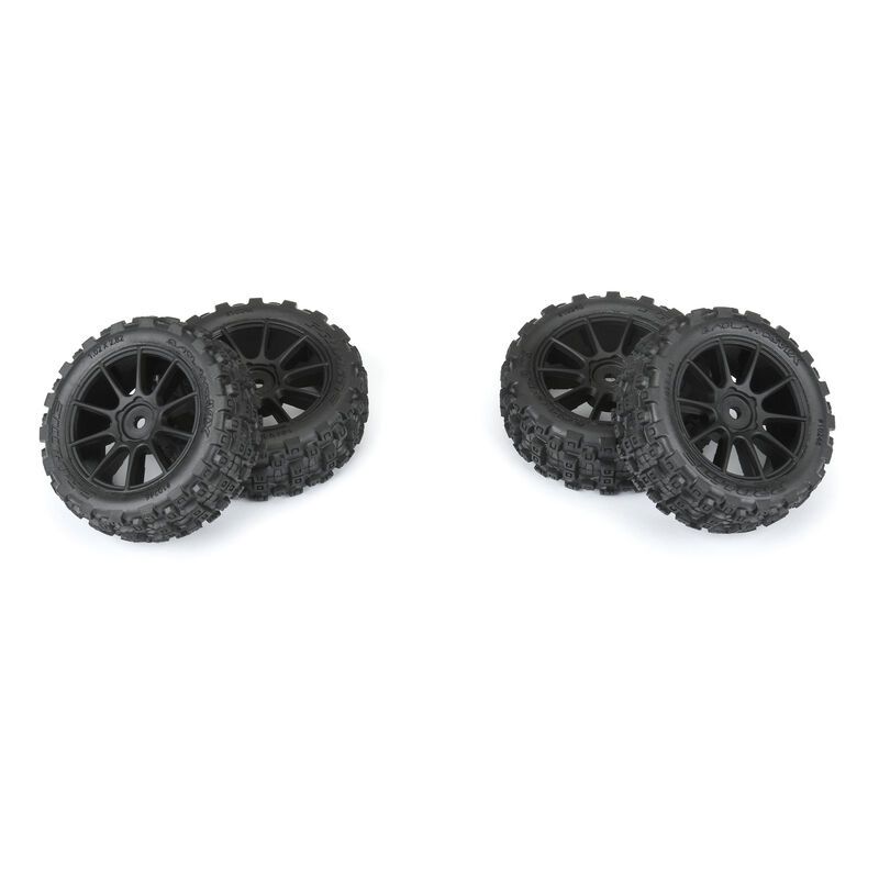 Badlands MX 1.9&quot; All-Terrain Buggy Tires (4) Mounted on Mach-10 Black 1.9&quot; 12mm Hex Wheels for Typhon GROM 4x4 Front or Rear