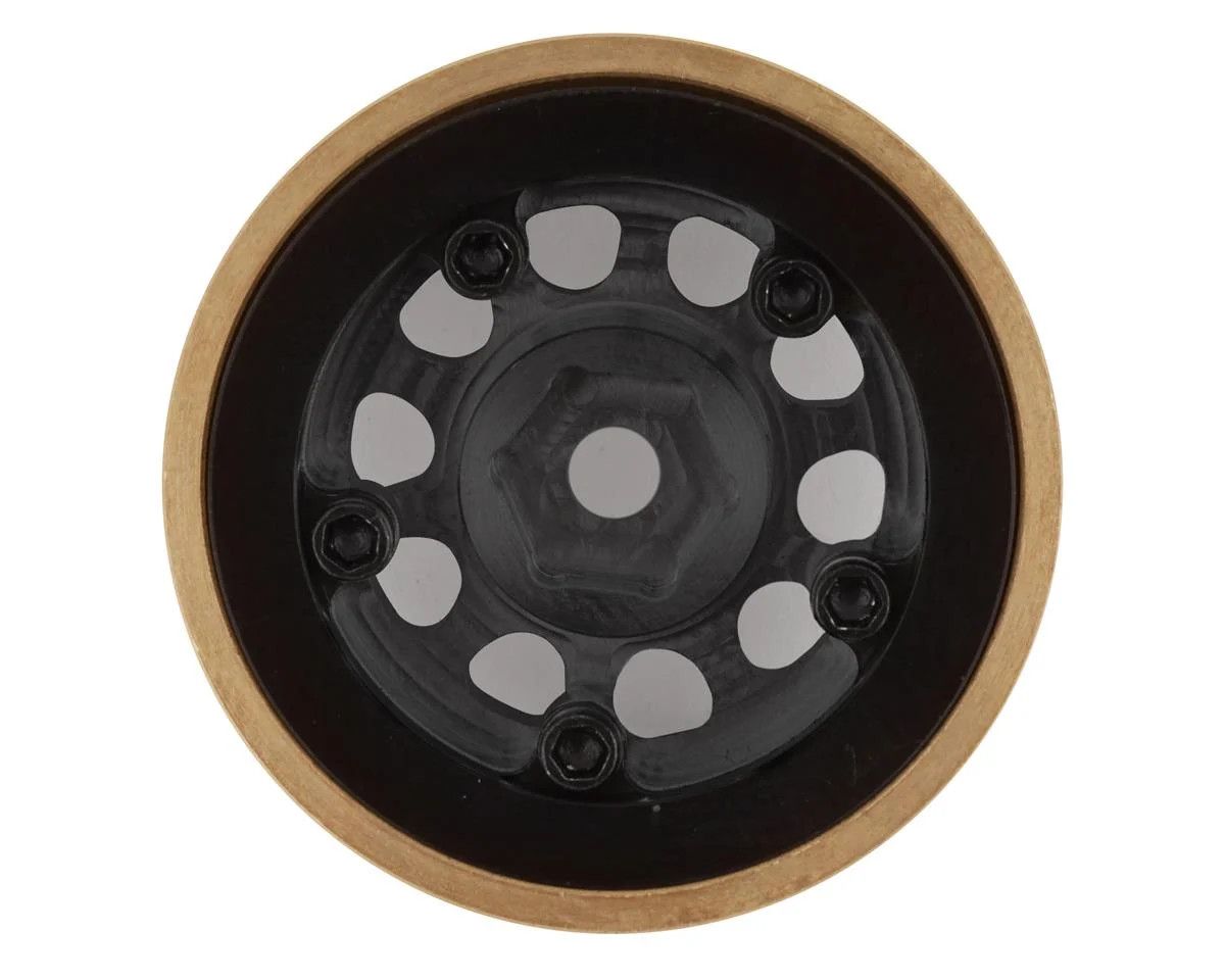 SSD00458  SSD RC SCX24 1.0” Aluminum/Brass D Hole Beadlock Wheels (Black) (2)