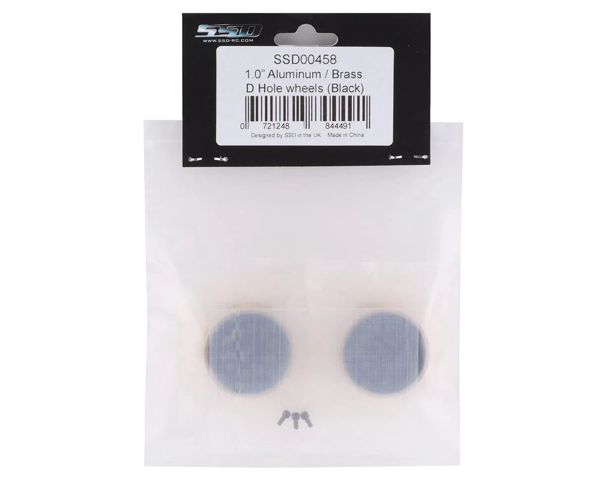 SSD00458  SSD RC SCX24 1.0” Aluminum/Brass D Hole Beadlock Wheels (Black) (2)