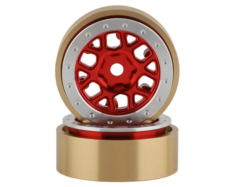 SSD RC 1.0” Boxer Aluminum/Brass Beadlock Wheels (Red) (2) (25g)