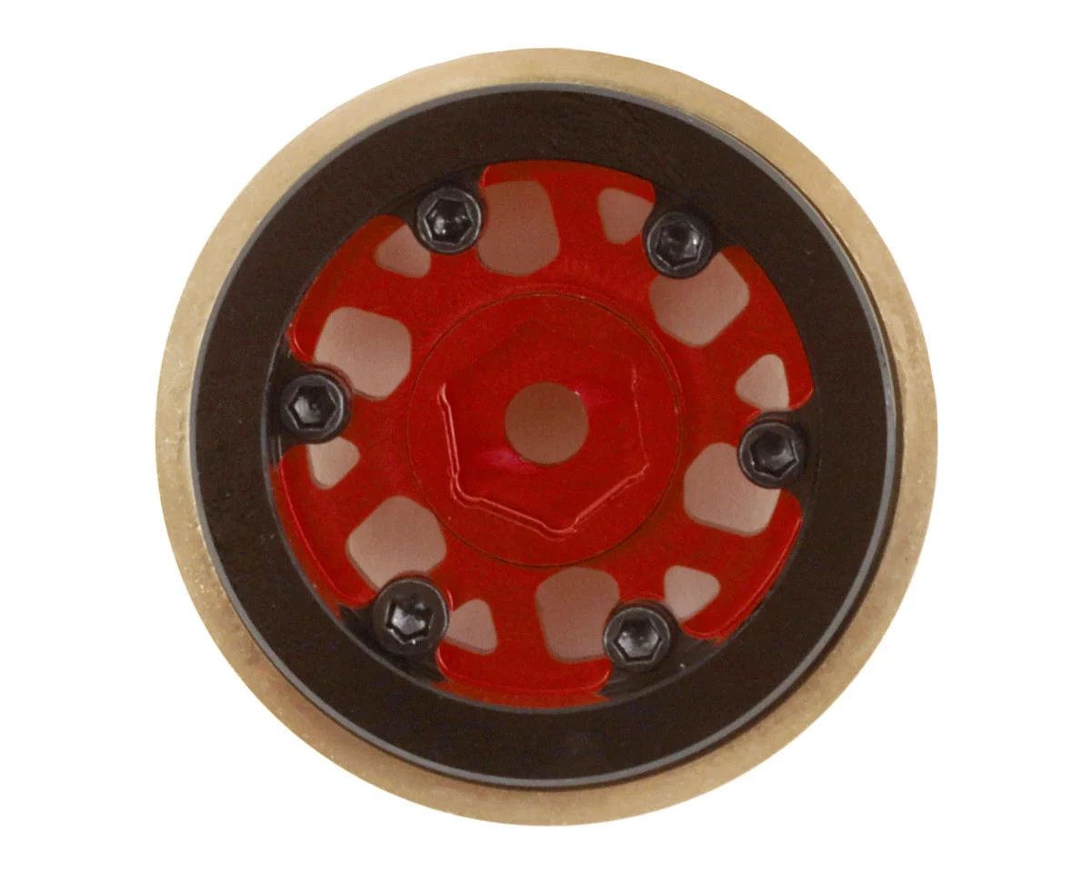 SSD RC 1.0” Boxer Aluminum/Brass Beadlock Wheels (Red) (2) (25g)