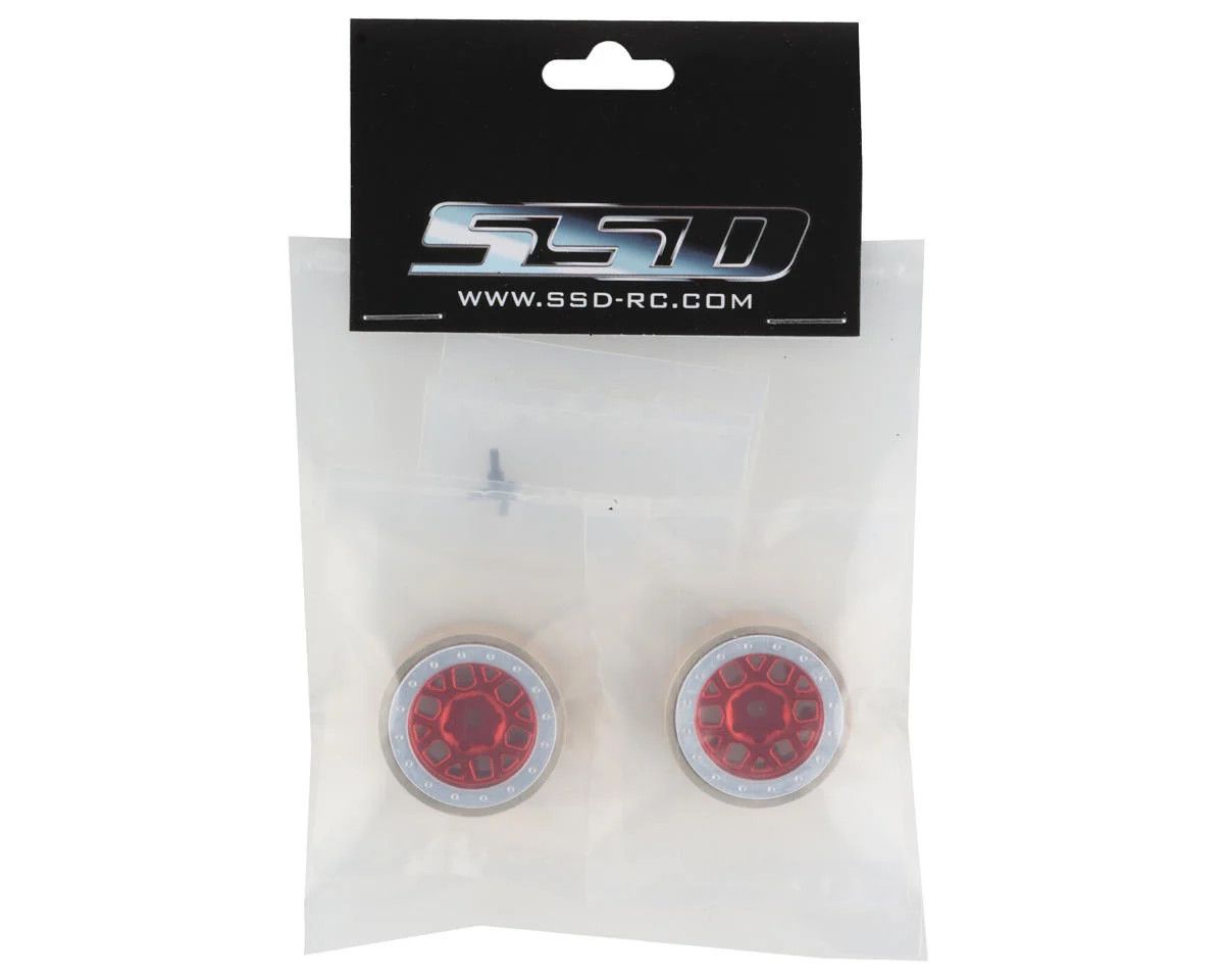 SSD RC 1.0” Boxer Aluminum/Brass Beadlock Wheels (Red) (2) (25g)