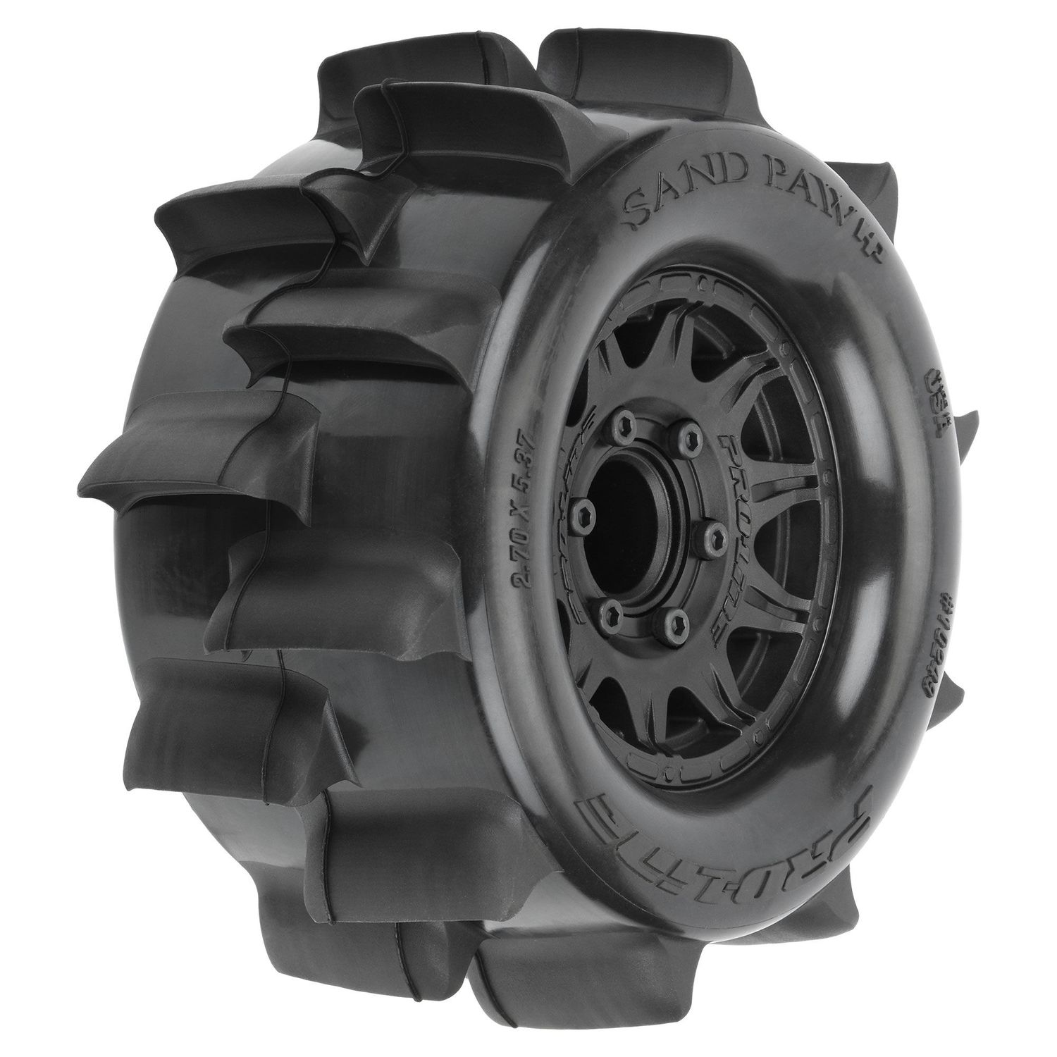 Sand Paw HP BELTED 2.8&quot; Sand Truck Tires Mounted on Raid Black 6x30 Removable Hex (12mm &amp; 14mm) Wheels (2)