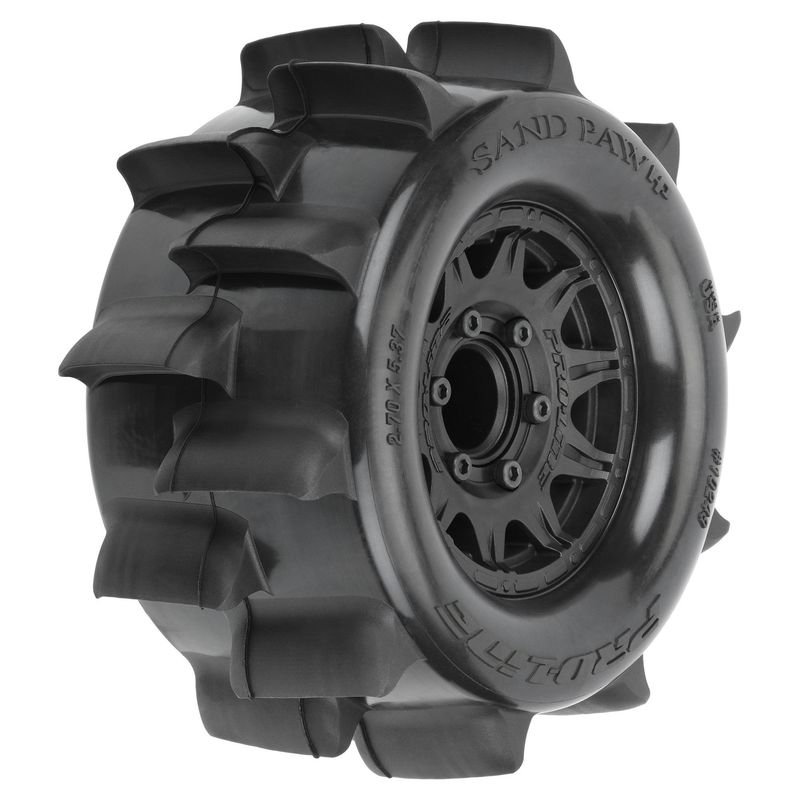 Sand Paw HP BELTED 2.8&quot; Sand Truck Tires Mounted on Raid Black 6x30 Removable Hex (12mm &amp; 14mm) Wheels (2)