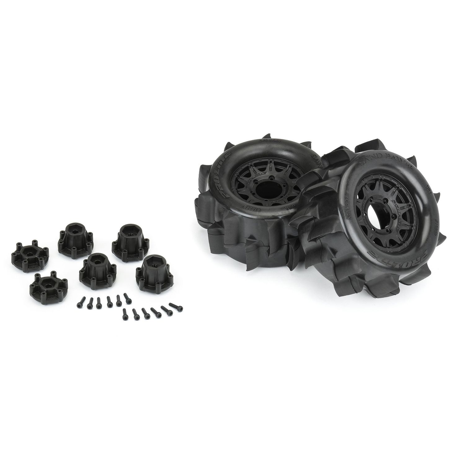 Sand Paw HP BELTED 2.8&quot; Sand Truck Tires Mounted on Raid Black 6x30 Removable Hex (12mm &amp; 14mm) Wheels (2)